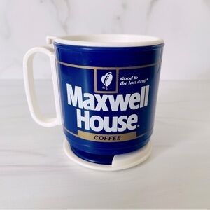Vintage Maxwell House Coffee Travel Mug w/Lid Sticker Locking Base Removable